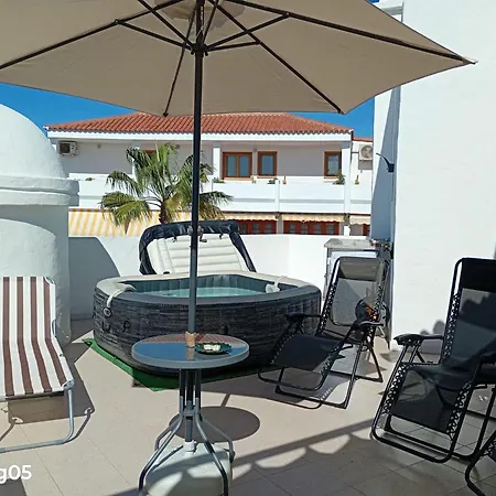 Penthouse Con Vistas Al Mar, Terraza, Jacuzzi Y Piscina En Playa Fanabe